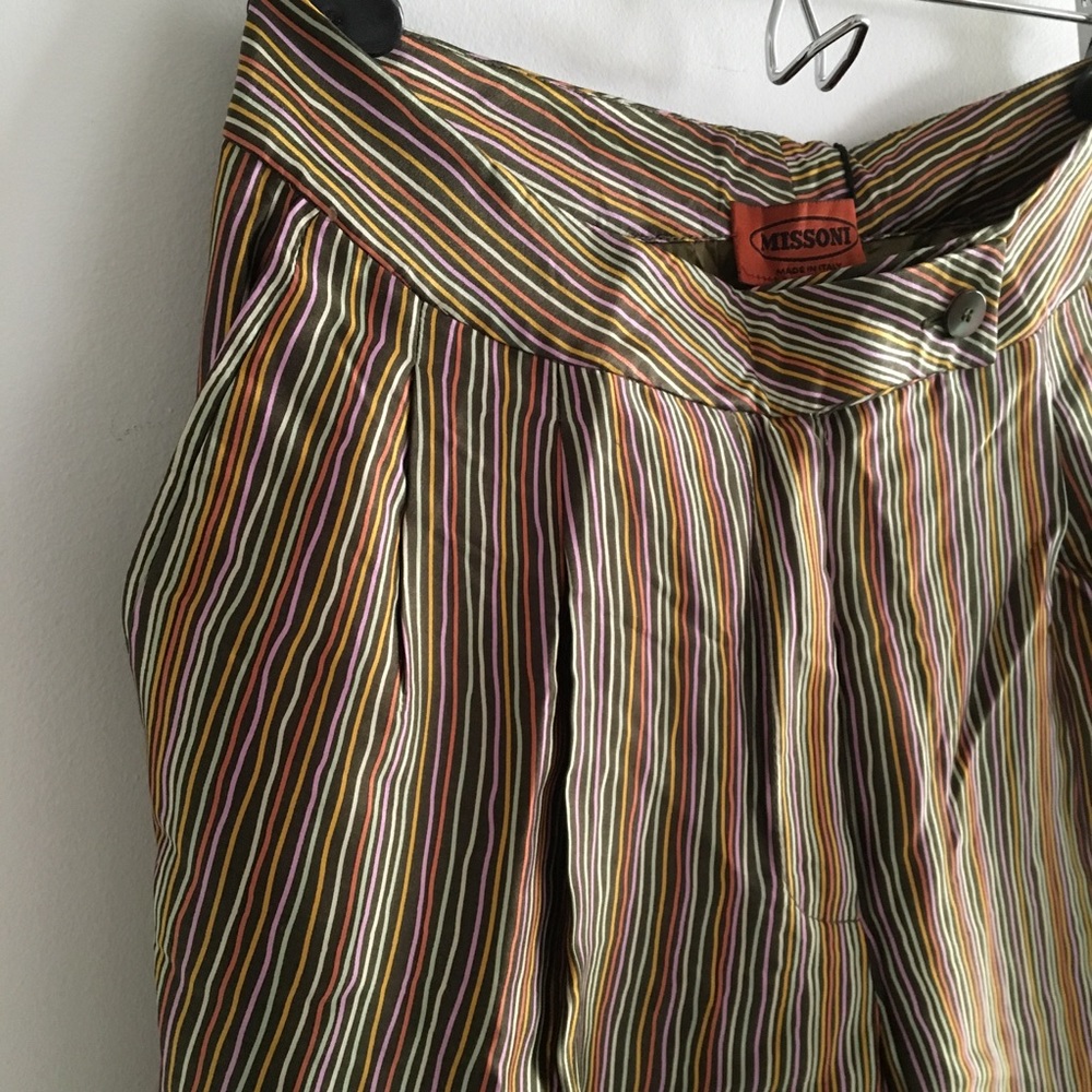 Authentic Missoni multicolored striped pleated Silk trousers